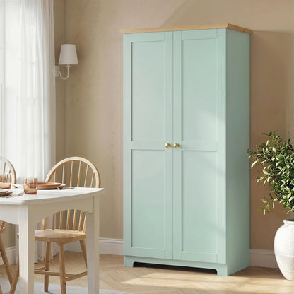 172cm Wooden Storage Cabinet Cupboard With 4 Shelves Light Green