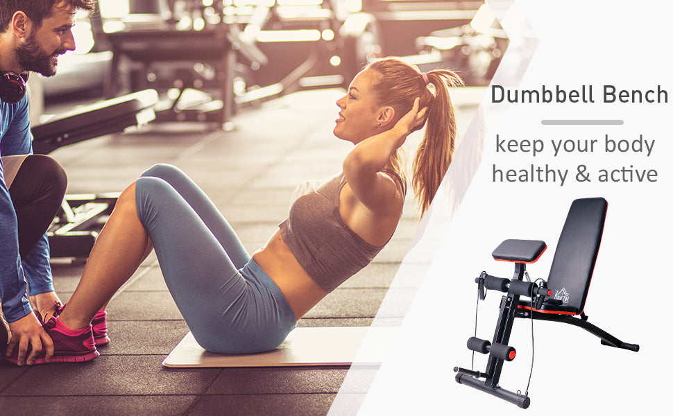 HOMCOM Foldable Adjustable Dumbbell Weight Lifting Sit Up Ab Bench Home Training Gym Incline Multiuse Workout Exercise Fitness
