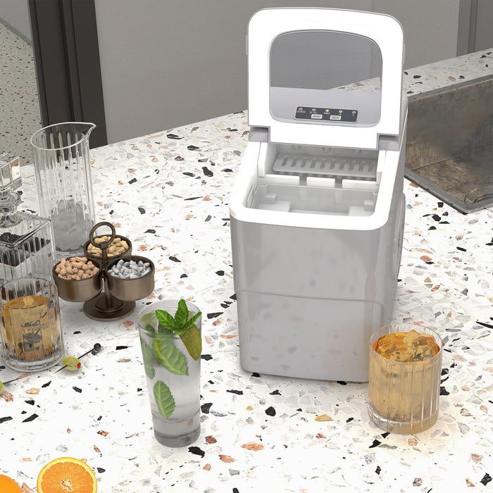 Portable Ice Maker Countertop, Bullet Ice Cube Machine, 9 Ice Cubes per 8 Minutes, Automatic Cleaning, Visible Window Scoop