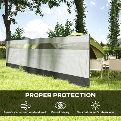 Camping Windbreaks with Clear Windows, 725 x 140cm, Grey