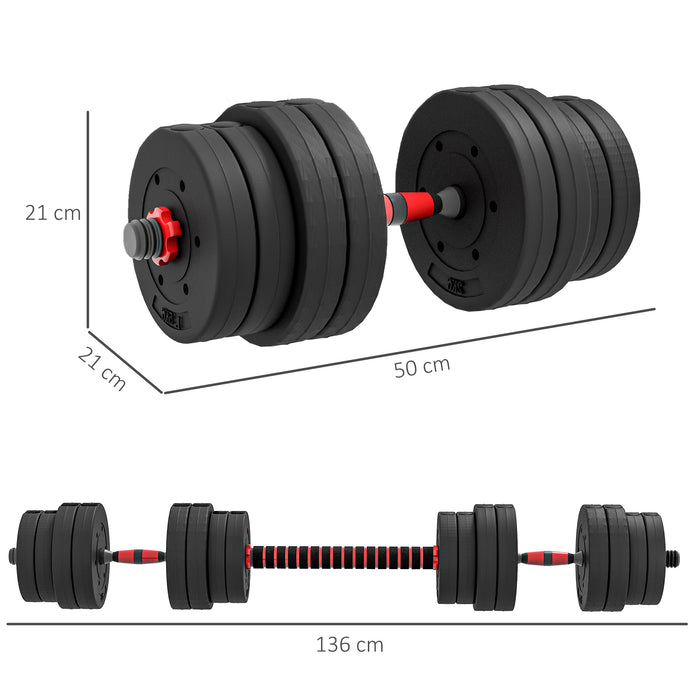 30kg Adjustable 2 IN 1 Barbell Dumbbells Weight Set for Body Fitness