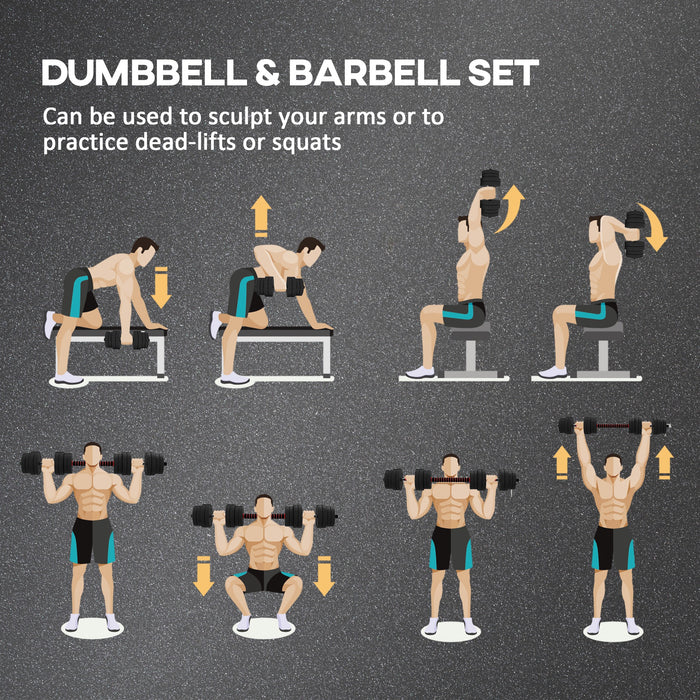 30kg Adjustable 2 IN 1 Barbell Dumbbells Weight Set for Body Fitness