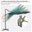 3 x 3(m) Cantilever Parasol with Cross Base, Garden Umbrella with 360¬∞ Rotation, Crank Handle and Tilt for Outdoor, Patio, Green