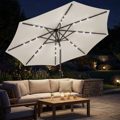 2.6 m Garden Parasol Umbrella with Light, Outdoor Patio Umbrella