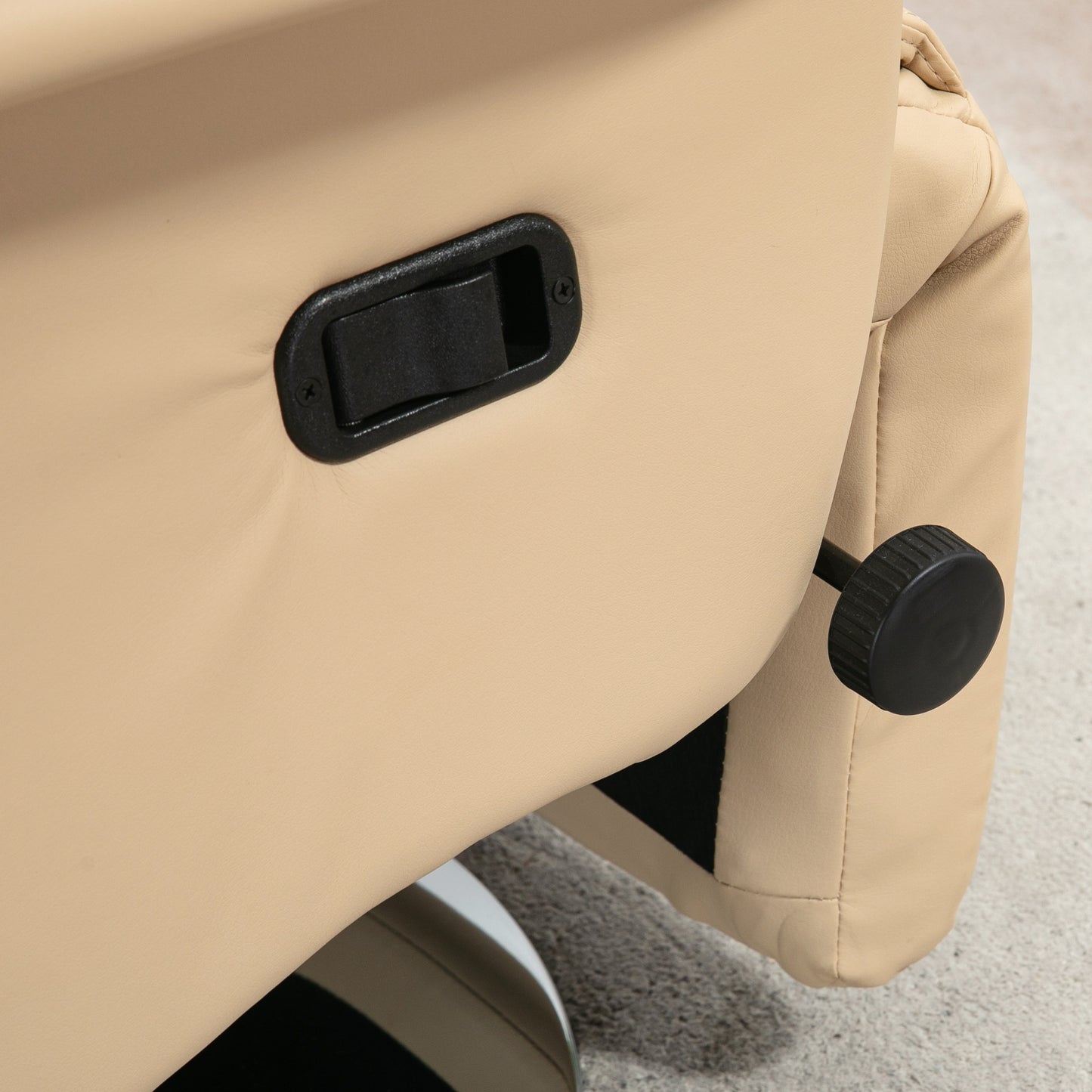 Adjustable Swivel Recliner with Footrest, Padded Arms, Beige