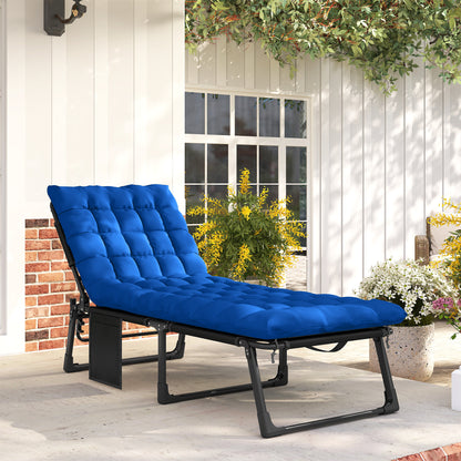 Folding Sun Lounger, Oversized Camping Bed, Blue