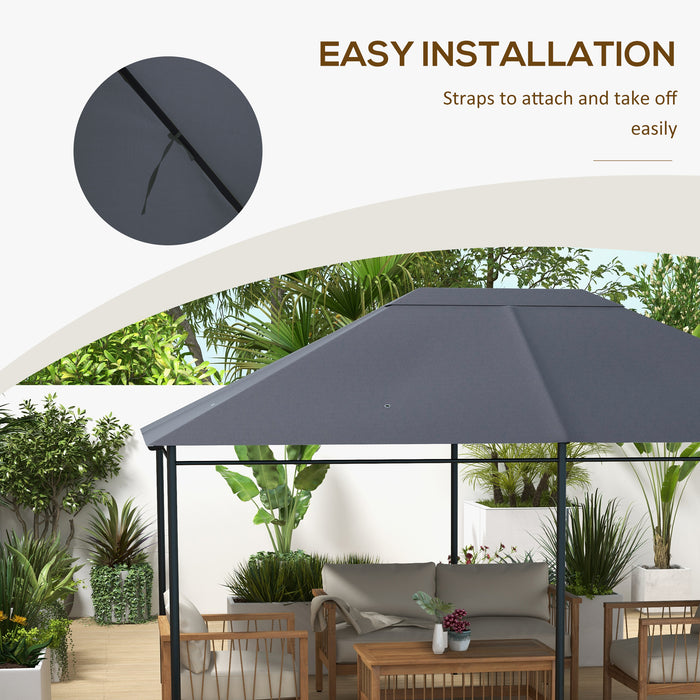 3 x 4m Gazebo Canopy Replacement Cover, Gazebo Roof Replacement (TOP COVER ONLY), Grey