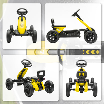 Pedal Go-Kart for Kids with Silent EVA Wheels, Metal Frame, Yellow