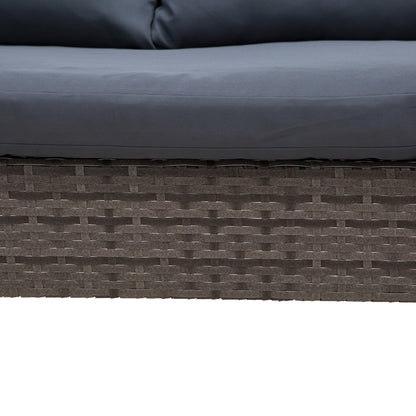 3 PCs Rattan Outdoor Set Cushion L Shape Corner Sofa Coffee Table