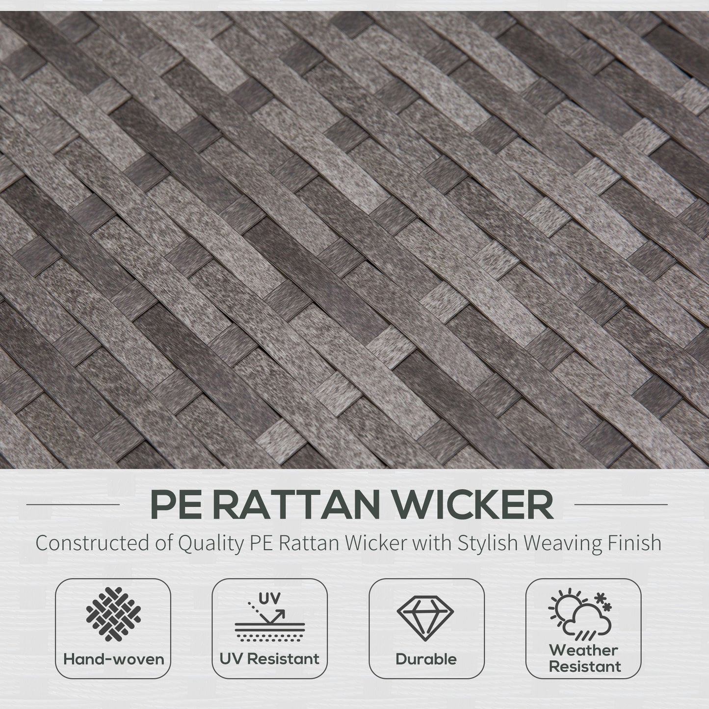 3 PCs Rattan Outdoor Set Cushion L Shape Corner Sofa Coffee Table