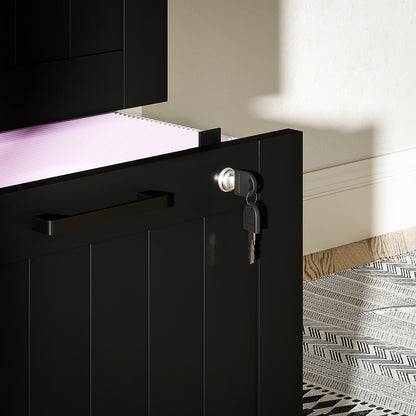 4 Drawer File Cabinet with Lock and Adjustable Hanging Bars, Black