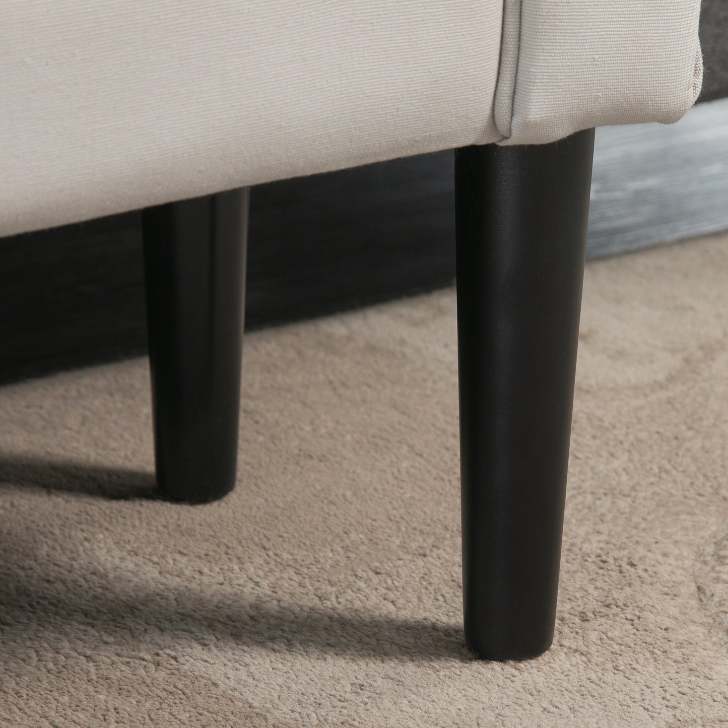 Bed End Chaise Lounge Window Seat Arm Bench Hallway Wood Legs Grey