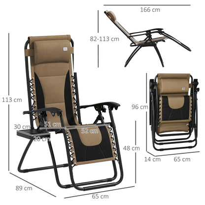 2 Pcs Zero Gravity Lounger Folding Recliner Chair w/ Cup Holder