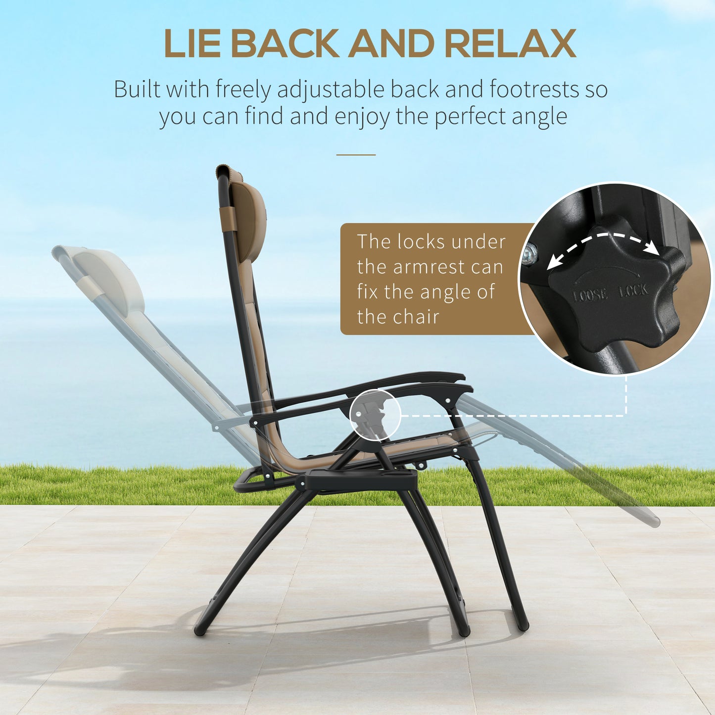 2 Pcs Zero Gravity Lounger Folding Recliner Chair w/ Cup Holder