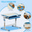 Kids Desk and Chair Set Height Adjustable Student Writing Desk Children School Study Table with Tiltable Desktop, Drawer, Pen Slot, Hook Blue