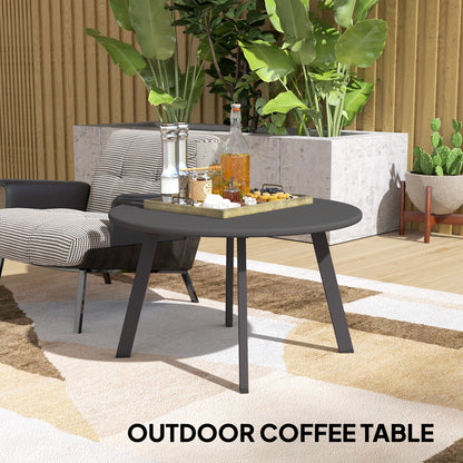 70cm Round Coffee Table with Non-Slip Foot Pads, Black