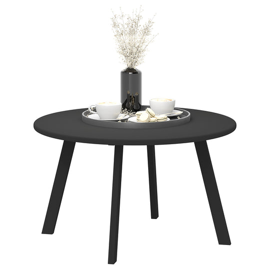 70cm Round Coffee Table with Non-Slip Foot Pads, Black