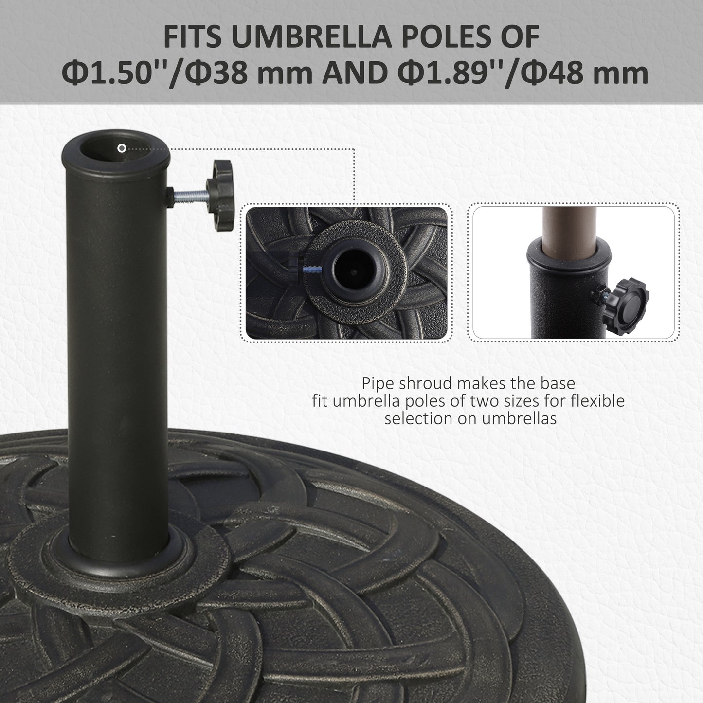 19KG Garden Parasol Base Stand Metal Patio Sun Umbrella Holder Resin