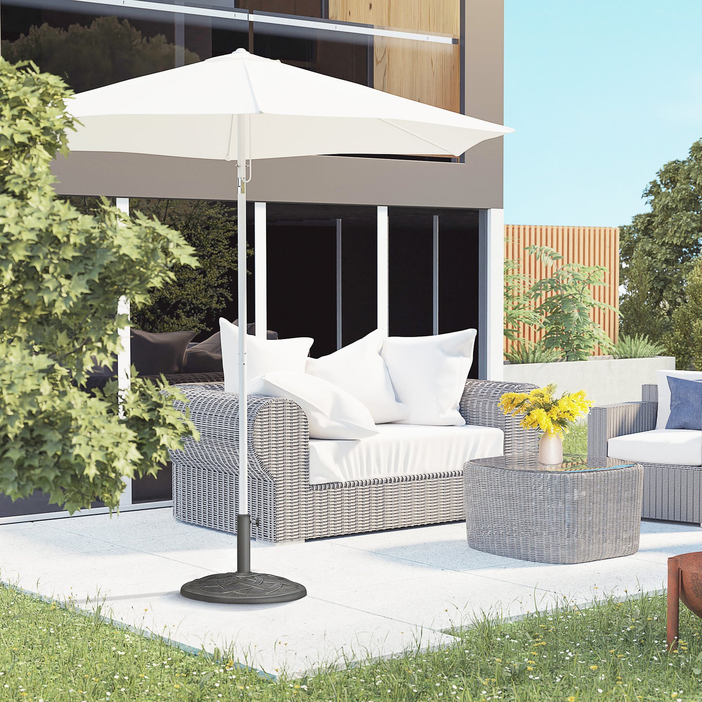 19KG Garden Parasol Base Stand Metal Patio Sun Umbrella Holder Resin