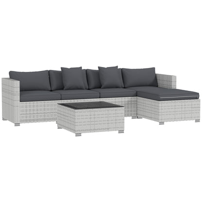 6 Pieces Rattan Furniture Set Garden Sofa Set Mixed Grey
