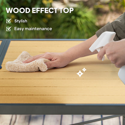 Garden Table for 6, Outdoor Dining Table with 5cm Umbrella Hole