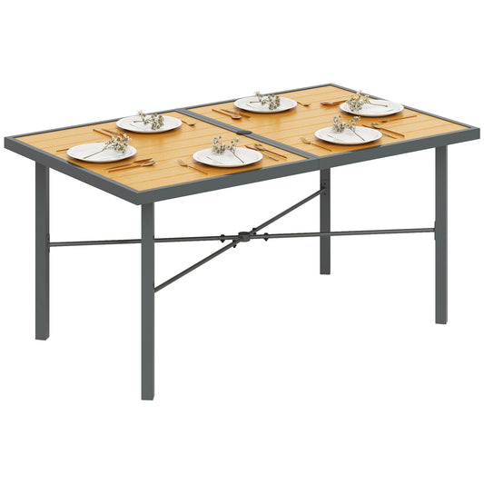 Garden Table for 6, Outdoor Dining Table with 5cm Umbrella Hole