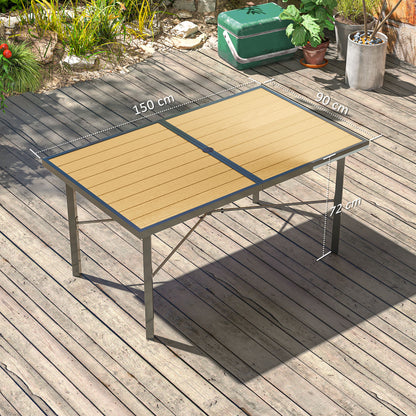 Garden Table for 6, Outdoor Dining Table with 5cm Umbrella Hole