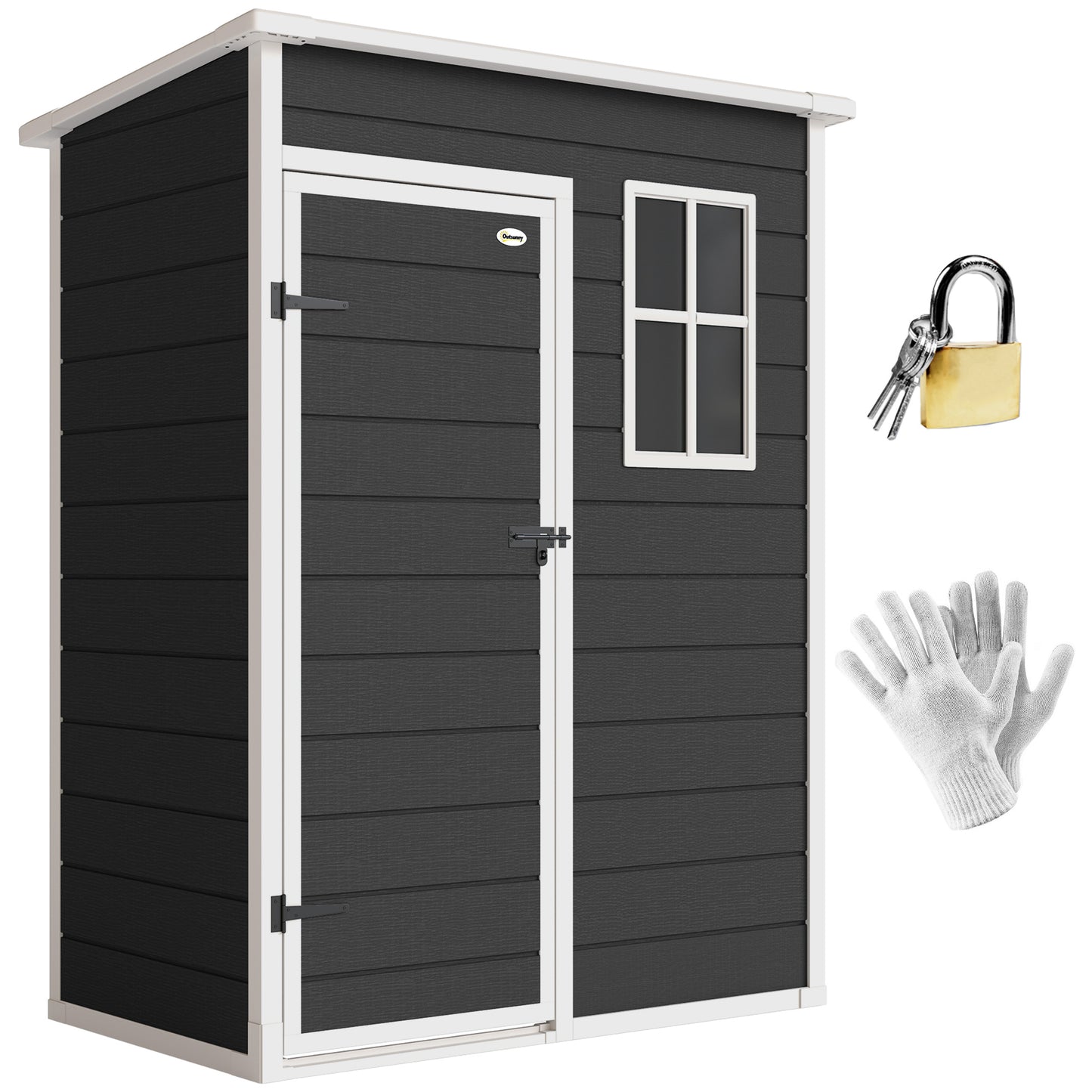 5' x 3' Garden Shed w/ Floor, Lockable Door, Window and Vent Black