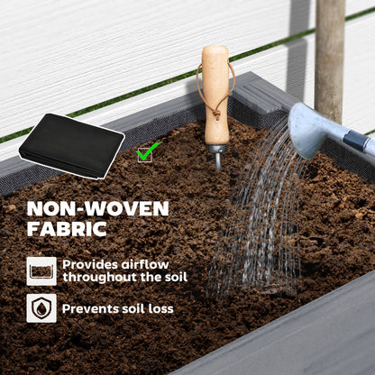 Wooden Raised Bed w/ Bed Liner, Storage Shelf, Grey