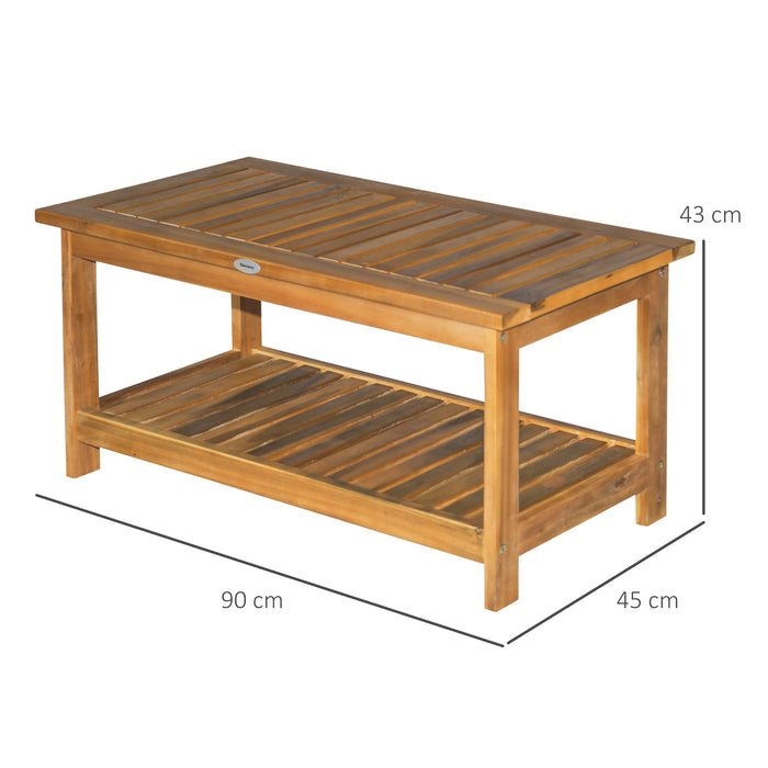 45 x 90cm Acacia Wood Two-Tier Garden Table