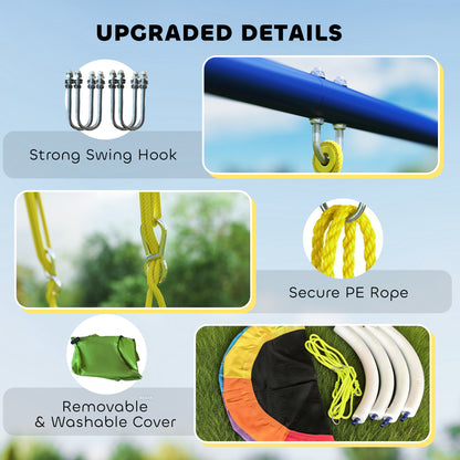 4-in-1 Kids Swing Set with Swing, Basketball Hoop, Football Goal