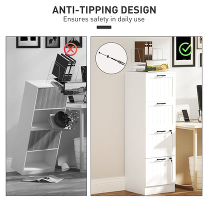4 Drawer File Cabinet with Lock and Adjustable Hanging Bars, White