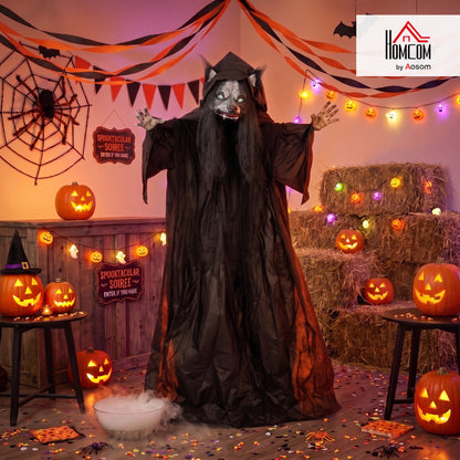 67" Animated Pop-Up Ghost with Werewolf Mask, Light Up Animated Prop