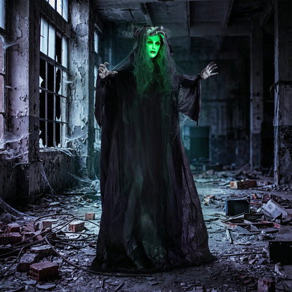 67" Animated Pop-Up Ghost with Werewolf Mask, Light Up Animated Prop