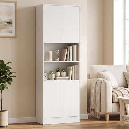 170cm Kitchen Pantry Cabinet with Soft-Close Hinges, White Wood Effect
