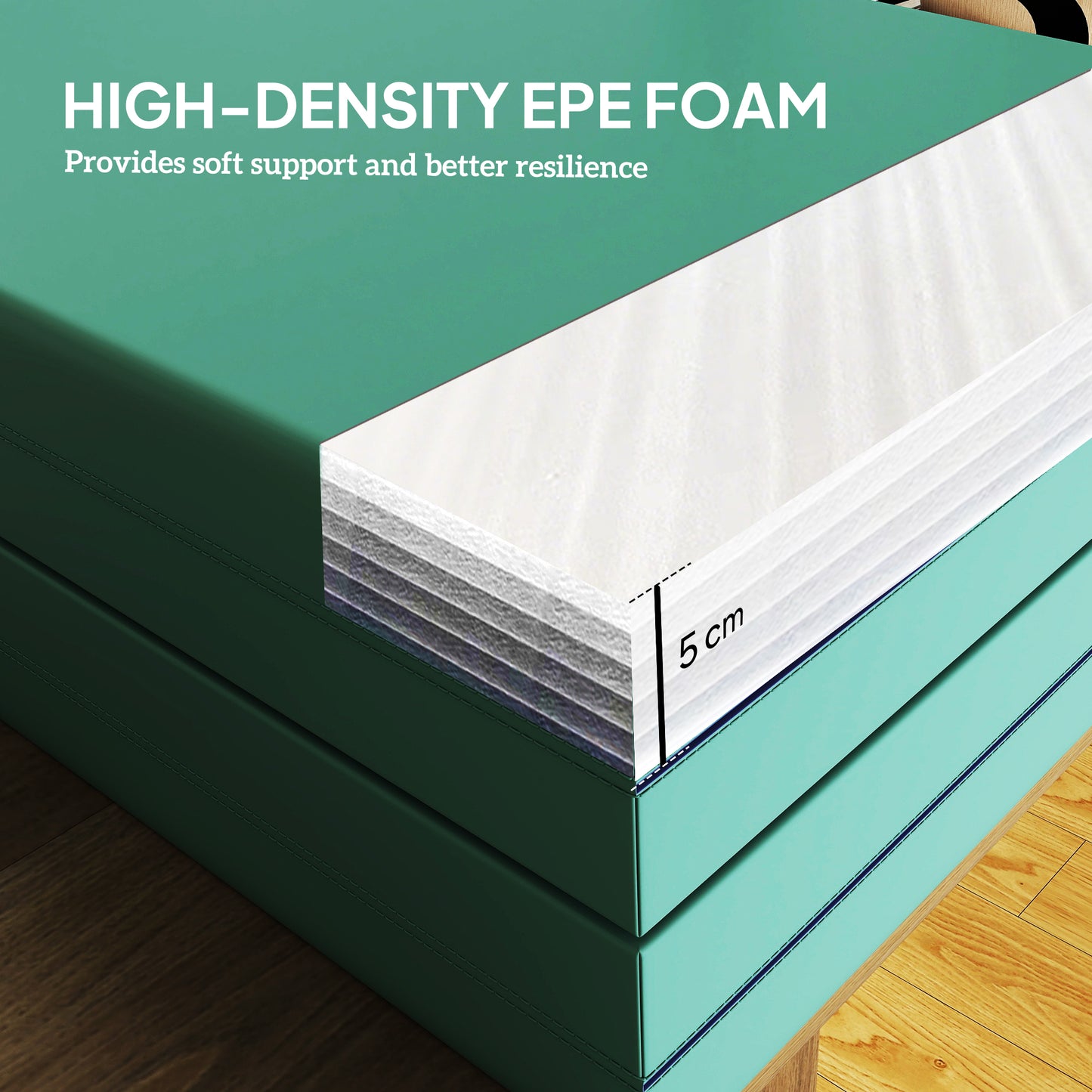 Foldable Gymnastics Mat, Folding Gym Mat for Yoga, Green & Purple