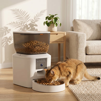 Automatic Cat Feeder with Camera, 2.4G WiFi, Smart APP Control 4L Pet Feeder 1-10 Meals with 2-Way Audio, Night Vision, Anti-Clogging, 10s Meal Call Back, Dual Power Supply, Detachable Clean