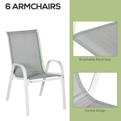 7 Piece Garden Dining Set w/ Dining Table and Chairs, Grey