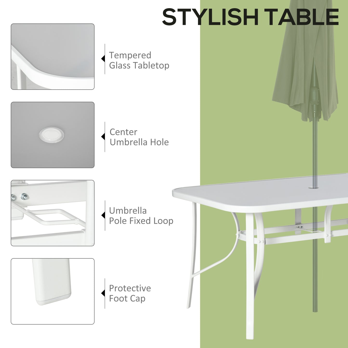7 Piece Garden Dining Set w/ Dining Table and Chairs, Grey