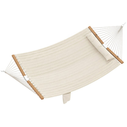 Double Hammock 2-Person Padded Swing Bed Cream White