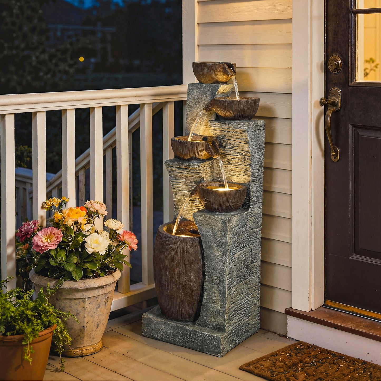 Outdoor Fountain, Resin Freestanding Garden Fountain
