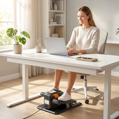 Under Desk Elliptical Machine for Home, Electric Elliptical Machine with 12 Adjustable Speed, Auto & Manual Modes, Quiet & Portable Seated Pedal Exerciser with Remote Control & LED Monitor