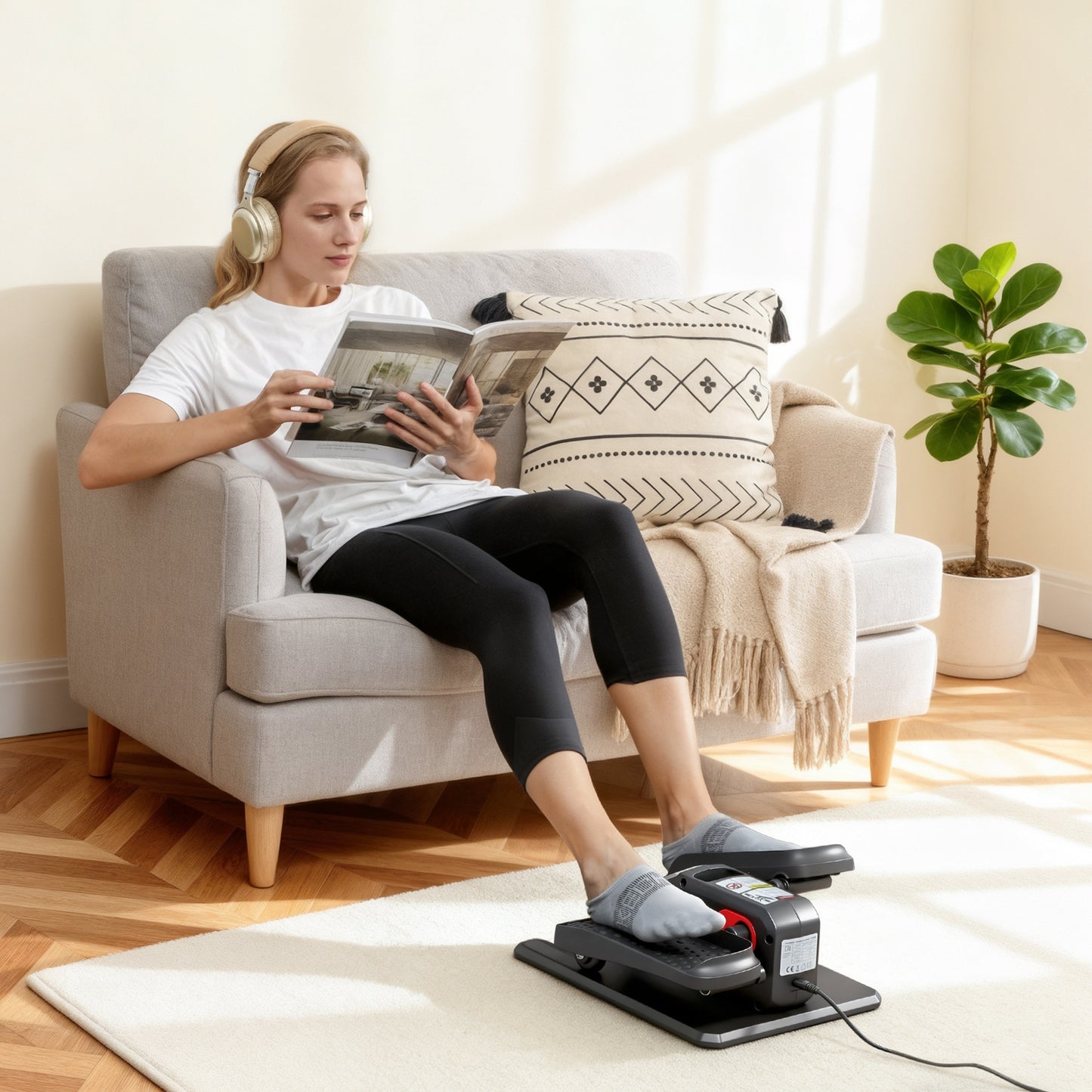 Under Desk Elliptical Machine for Home, Electric Elliptical Machine with 12 Adjustable Speed, Auto & Manual Modes, Quiet & Portable Seated Pedal Exerciser with Remote Control & LED Monitor