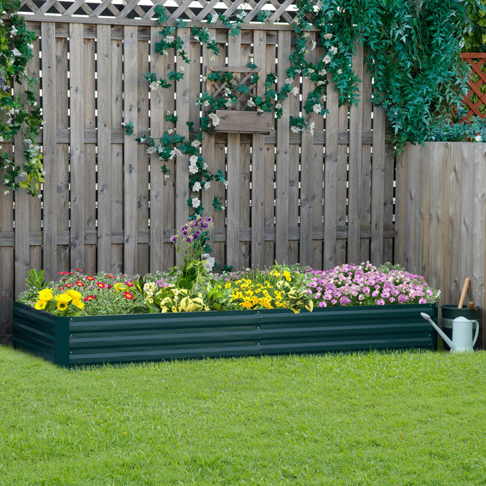 Metal Raised Garden Bed Planter Box Outdoor Planters for Growing Flowers, Herbs, Green, 241x90.5x30cm