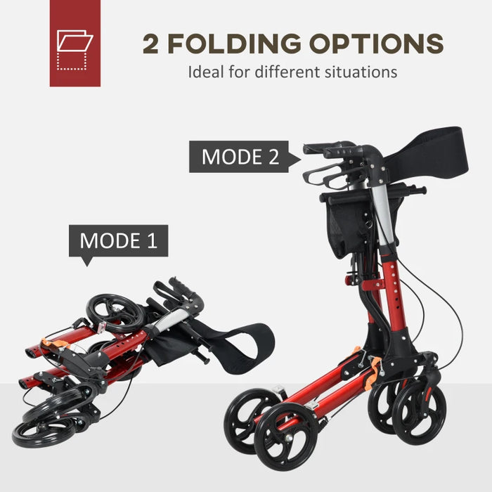 Folding Rollator Walker Frame with Seat and Backrest