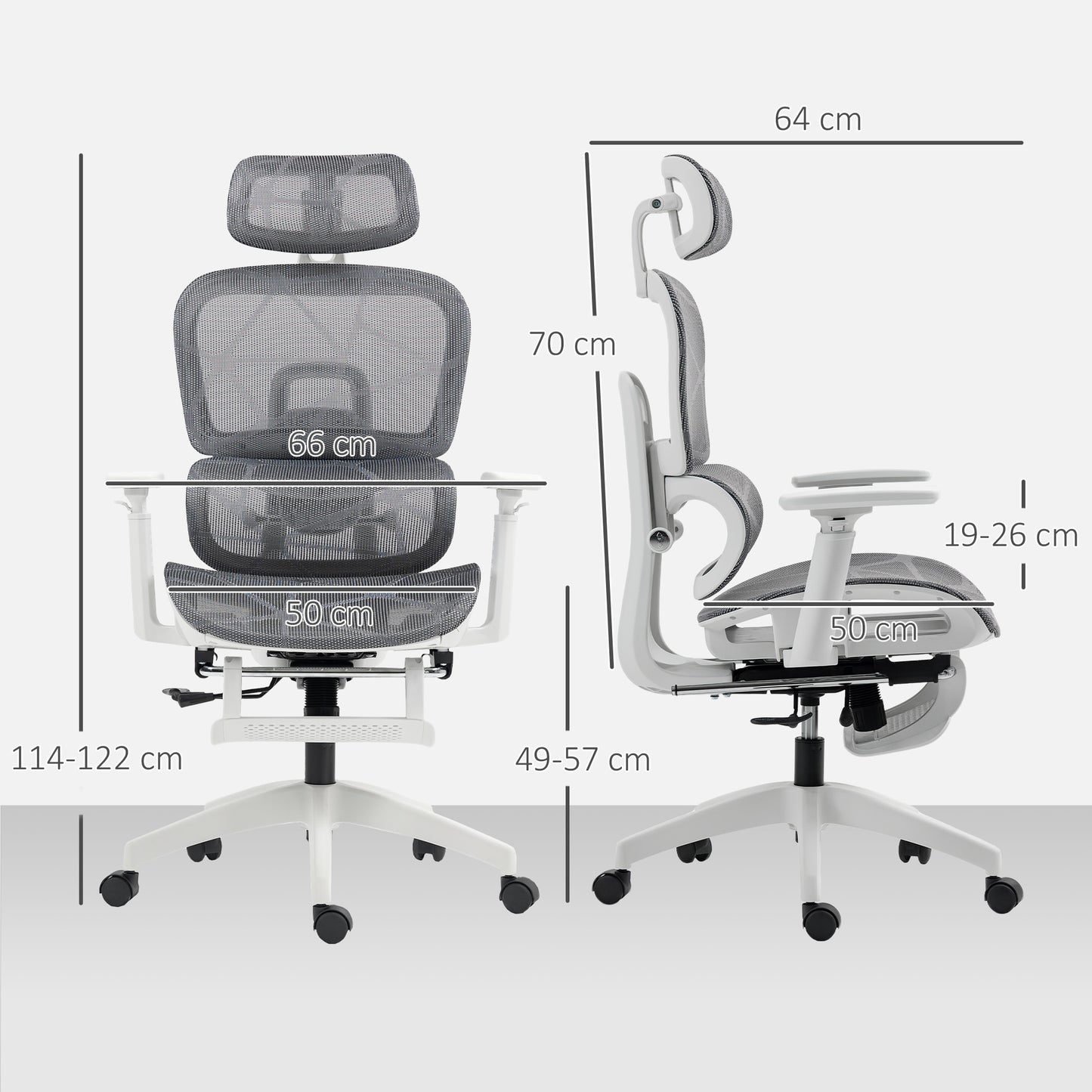 Ergonomic Office Chair Swivel Computer Chair with 3D Armrest Grey