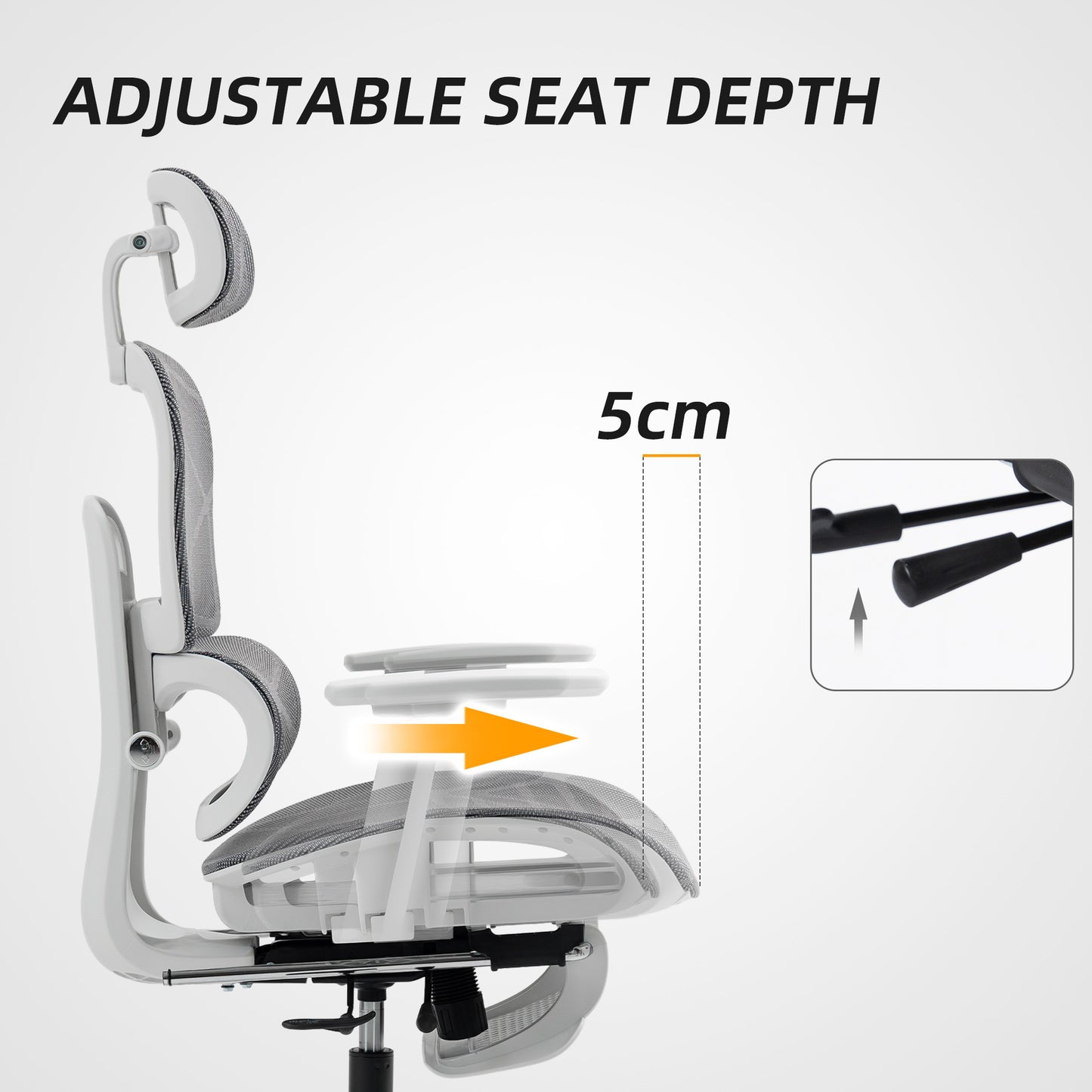 Ergonomic Office Chair Swivel Computer Chair with 3D Armrest Grey