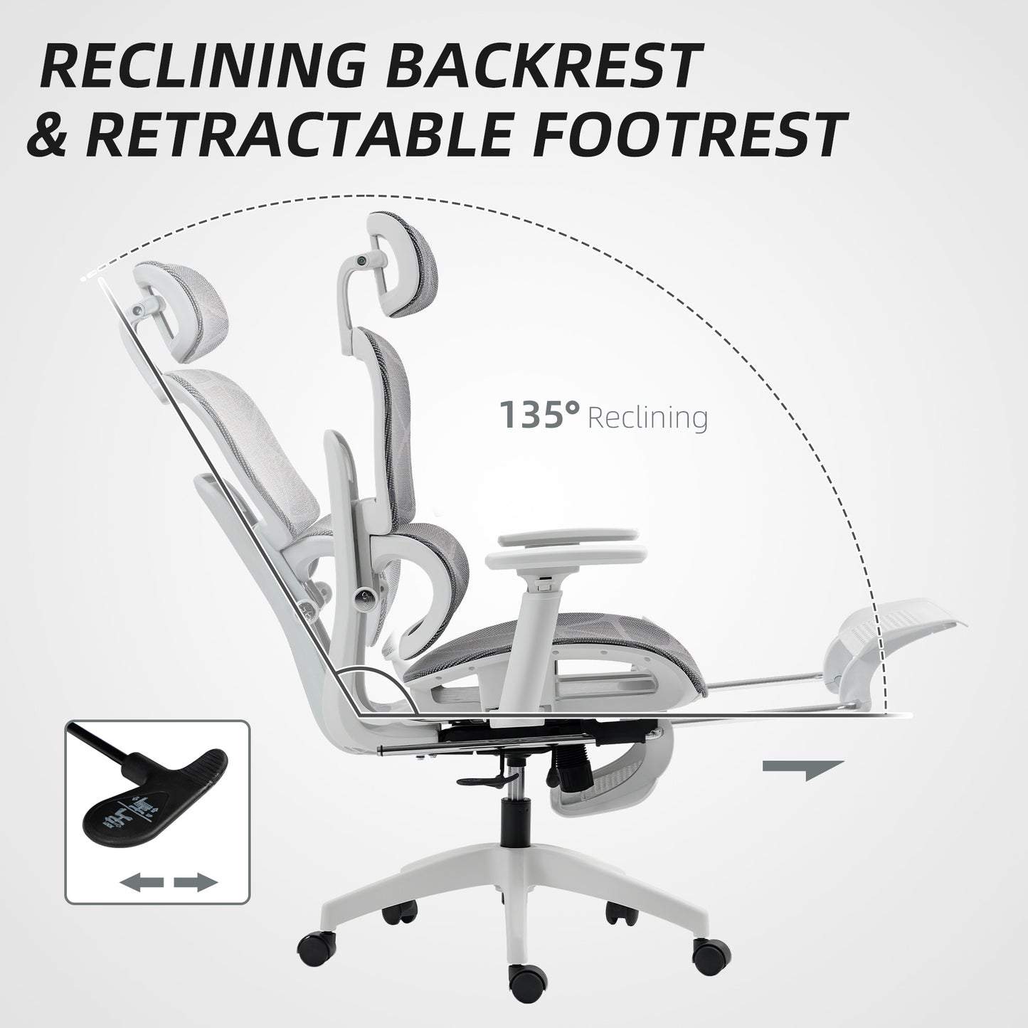 Ergonomic Office Chair Swivel Computer Chair with 3D Armrest Grey