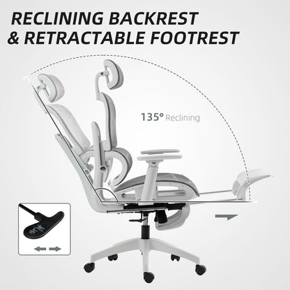 Ergonomic Office Chair Swivel Computer Chair with 3D Armrest Grey