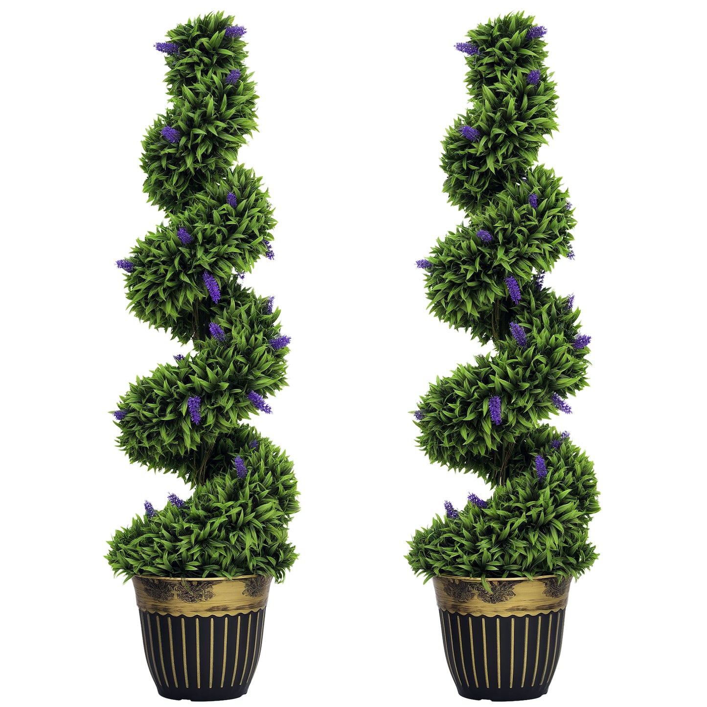 Set of 2 Decorative Artificial Plants with Lavender and Pot, 115cm